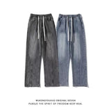 Jeans Men's Summer Style High Street Loose Wide Leg Trousers Tide Brand Casual Straight Overalls Trousers-Outfit
