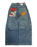 Wide-Legged Jeans Street Hip-Hop Personality Y2K Straight Casual Pants-Outfit