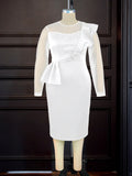 Fashion Perspective Nail Dress Elegant Wind Wood Ear High Waist Dress