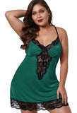 Sexy Plus Size Straps V Neck With Lace Mini Dress