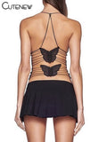 Sweet Suspender Sexy Patchwork Tank Top Women Camisole Sleeveless Slim Mesh Vest Casual Lady Streetwear 2023 New Summer-Outfit