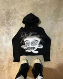 autumn and winter men fun pattern printed casual hoodie Harajuku Gothic style couple trendy sweatshirt streetwear 425-0-Outfit