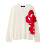 2025 New Lazy Wind Flower Design Women's Round-Neck Sweater Women's Loose Knitting