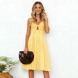 Sexy Backless Polka Dots Print Beach Summer Dress Women 2020 Deep V Neck Boho Sundress Red White Midi