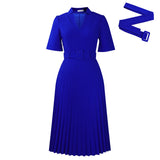 Women's Summer New Short-Sleeved V-Neck Pressure Folded High-Waist Fashion Temperament Waist African
