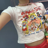New Round-Neck Letter Printing Fashion Tight Sexy T-Shirt For Girls Short Summer Leak Umbilical