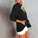 Women's 2025 New Autumn And Winter Shirt Solid Color Loose Wick Pocket Long-Sleeved Sleeve Shirt