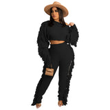 Tassel Knitted Sweater Sexy Two Piece Set Matching Pants Sets Fashion Winter Outfits for Women 2021 Wholesale