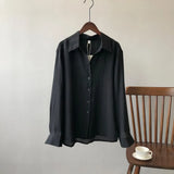 Women's Lightweight Texture Silk Blouse Autumn 2022 New Korean Style Long Sleeve