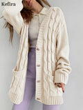 2021 V Neck Oversize Cardigan Women's Sweater Autumn Winter Knitted Long Sleeve Heart Button Loose Casual Jumper
