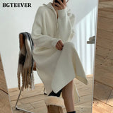 Casual Thicken Turtleneck Zippers Women Knitted Dress 2021 Autumn Winter Long Sleeve Side Split Female Sweater