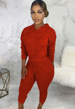 Two Piece Knitting Hoody Top and Pants