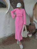 High-Waisted Autumn And Winter Sweater Dress Solid Casual Base Knitted Long Dress