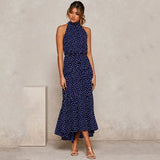 Summer Long Dress Floral Casual Beach Dresses Halter Strapless Sundress 2022 Ladies Vintage Clothes For Women