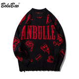 2021 Men Streetwear Hole Knit Sweater Hip Hop Autumn New Pullover Sweater O-Neck Oversize Couple Casual Men's
