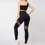 Out Seamless Sports Set Sport Outfits Women Black Two 2 Piece Crop Top Bra Leggings Workout Gym suit Fitness Sport