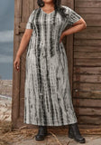 Printed Casual V-neck Short Sleeves Snake Skin Maxi Plus Size Shirt