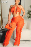 Knitted Cut Out Fringe Pants and Bikini Top 2 Piece Sets Womens Sexy Summer Beach Vacation Outfits 2023