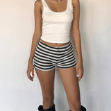 Women's Y2K Skinny Color Block Striped Print Print Knit Shorts Elastic Low Rise Slim Fit Lounge Buttoms Streetwear-Outfit