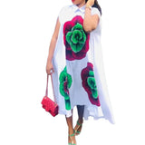 White Loose Printed Chic Career Midi Dress European And American