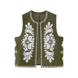 New Matching Color Embroidery Fashion Vest 6895054-Outfit