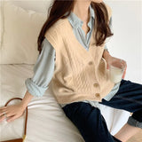 loose sweater spring autumn Women's vest knitted vest v neck joker knitted vest womens vests winter outerwear plus