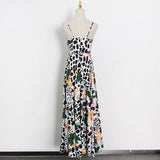 Bohemian Print Hit Color Dress Female V Neck Sleeveless High Waist Summer Sexy Dresses For Women Fashion New
