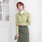 Simplicity Chiffon Shirt and Tops 2021 New Women Solid Colors Casual Long Sleeve Blouse Lady Office OL Shirts