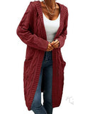 Casuald Cardigan Women Long Sleeve Hooded Sweater Casual Winter Warm Cable Knit Jumper Female Casual Loose Knitted