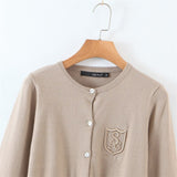 Autumn New Korean Style Preppy Style Simple Knitted Cardigan O-Neck Single Breasted Long Sleeve Women Solid Color