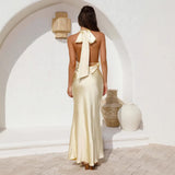Spring Summer New Women's Sexy Waist Hanging Back Solid Color Sleeveless Dress Dress Dress