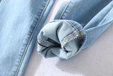 Skinny Four Buttons High Waist Pencil Jeans Women Slim Fit Stretch Denim Pants Full Length Denim Tight Trousers-Outfit