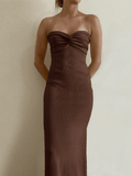 Knitted Twist Strapless Maxi Dress-Outfit
