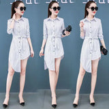 Shirt Dress Women Long Sleeve Fashion Casual Sexy Mid Long Shirts Sleepwear Irregular Loose Button Cardigan Blouses