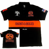 Short-Sleeved Retro Loose Leaf Print Polo Shirt Loose Street