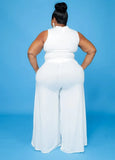Cut Out Sleeveless Crop Top and Long Skirts Plus Size Two Piece