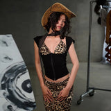 2025 Summer New Women's Personalized Hottie Leopard Print Dress Short Two Sets Of Top