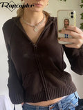 Solid Kintted Jackets y2k Casual Coat Long Sleeve Cute Harajuku Basic Outwear Autumn Winter Hoodies Women Korean