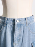 Toloer Feng Shui Wash Long Skirt Autumn 2024 New Multi-Pocket Decoration High Waist Show Skinny Denim Skirt Women-Outfit