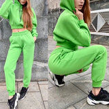 Fleece Letter Two Piece Set Casual Loose Female Tracksuits Hoodies Long Sleeve Shorts Sweatshirt And Jogging Pants