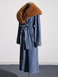 High Fashion Temperament Coat 2025 Summer New Belt Splicing Long Denim Wind Coat