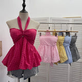 Graffiti-Printed Shoulder-Threin Mesh Long-Sleeved Blouse Side Drawstring Tethered With Slime T-Shirt