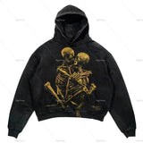 and winter new street print pattern men fashion hoodie Harajuku trendy brand Y2k couple hooded sweatshirt-Outfit