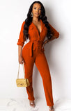 Casual Long Sleeve Button Open With Belt