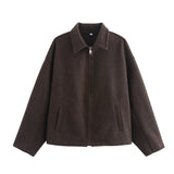 Wind Autumn New Women's Temperament Simple Collar Short Solid Color Hair