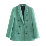 New Five-Color Casual Loose Thousand Bird Checkered Suit Coat-Outfit