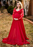 Lace V-neck Full Sleeve Pregenant Evening
