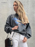 Autumn Letters Eagle Cotton Long Sleeve Women Sweatshirt O-Neck Casual Female Sweatshirt Pullovers Women's Clothes Tops-Outfit
