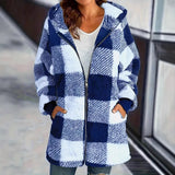 Women's Coat New Wish Long-Sleeved Lattice Hooded Zip-On With Pocket Loose