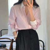 Chic Spring And Autumn Small Temperament Clip Clip Relaxed Long Sleeve Striped Shirt